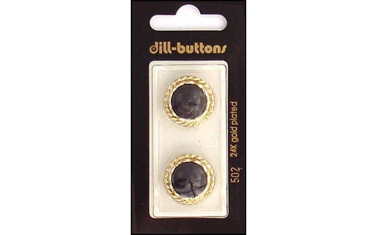 Dill Buttons 20mm 2pc Shank Black/Gold